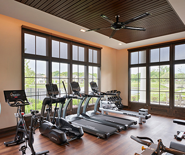The fitness facility boasts gorgeous lakeside views and a quiet place to lose yourself at the Inn at Meadowbrook